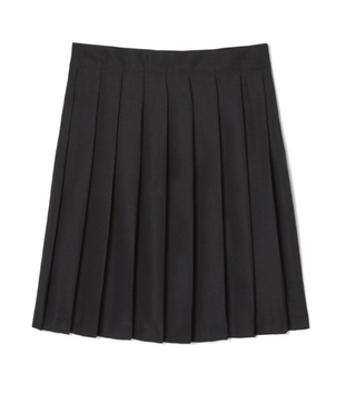 At-The-Knee Pleated Black Skirt