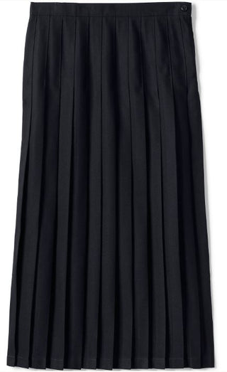 Girls Solid Pleated Black Skirt Ankle Length