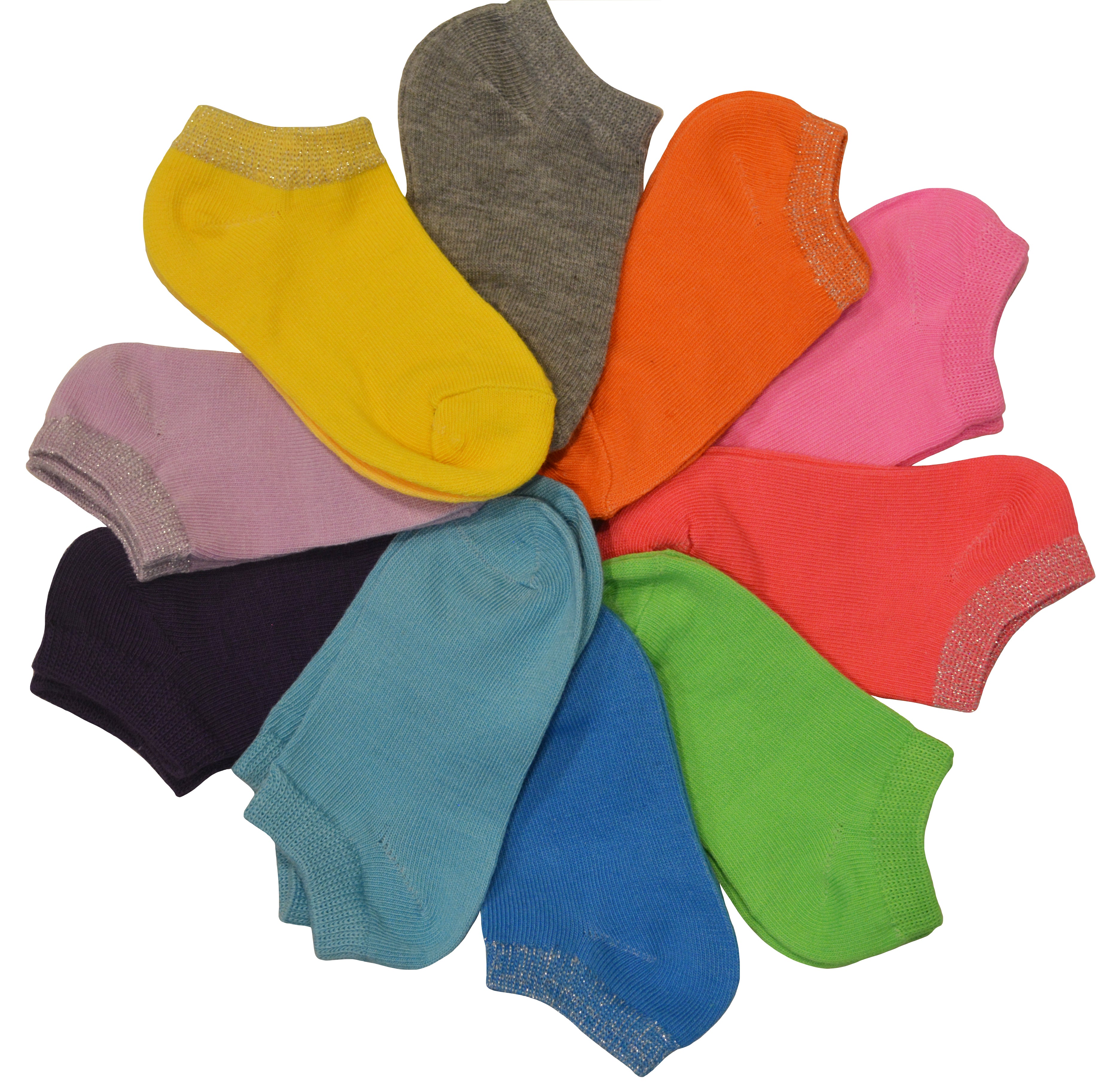 Premium Fun Bright Neon Colorful No Show Invisible Cotton Ankle Socks