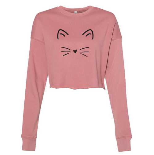 Whiskers Cropped Crew Fleece - pink