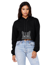 Load image into Gallery viewer, Peak-a-boo Cat Cropped Fleece Hoodie
