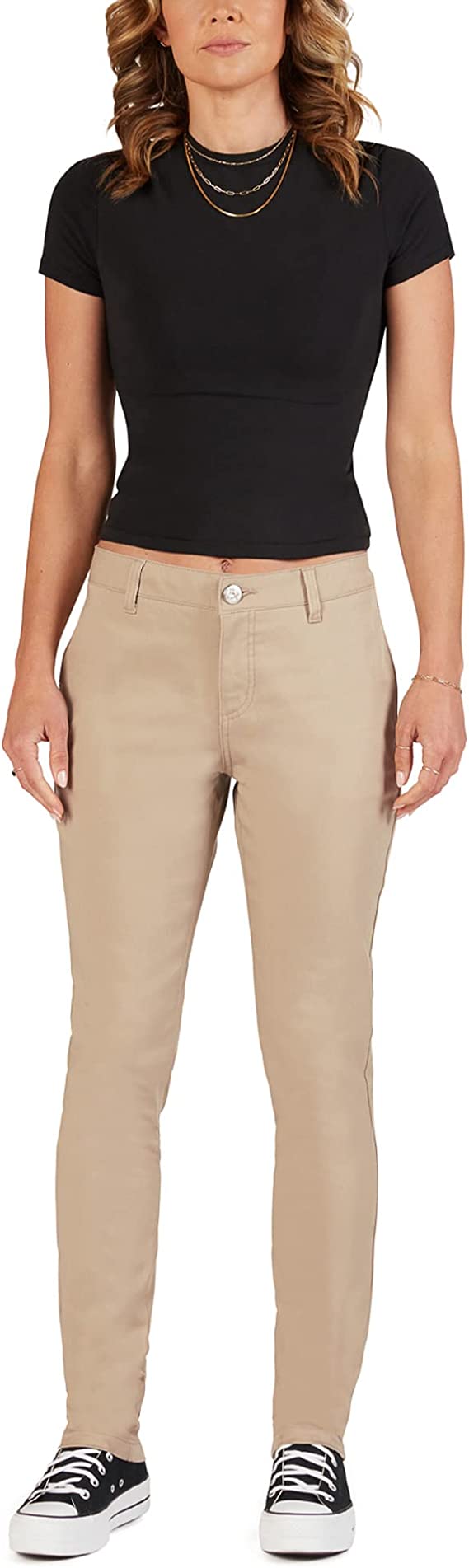 Fivestar Juniors 4-Pocket Mid-Rise Skinny Pants 3 / Khaki Fivestar Juniors 4-Pocket Mid-Rise Skinny Pants 3 / Khaki